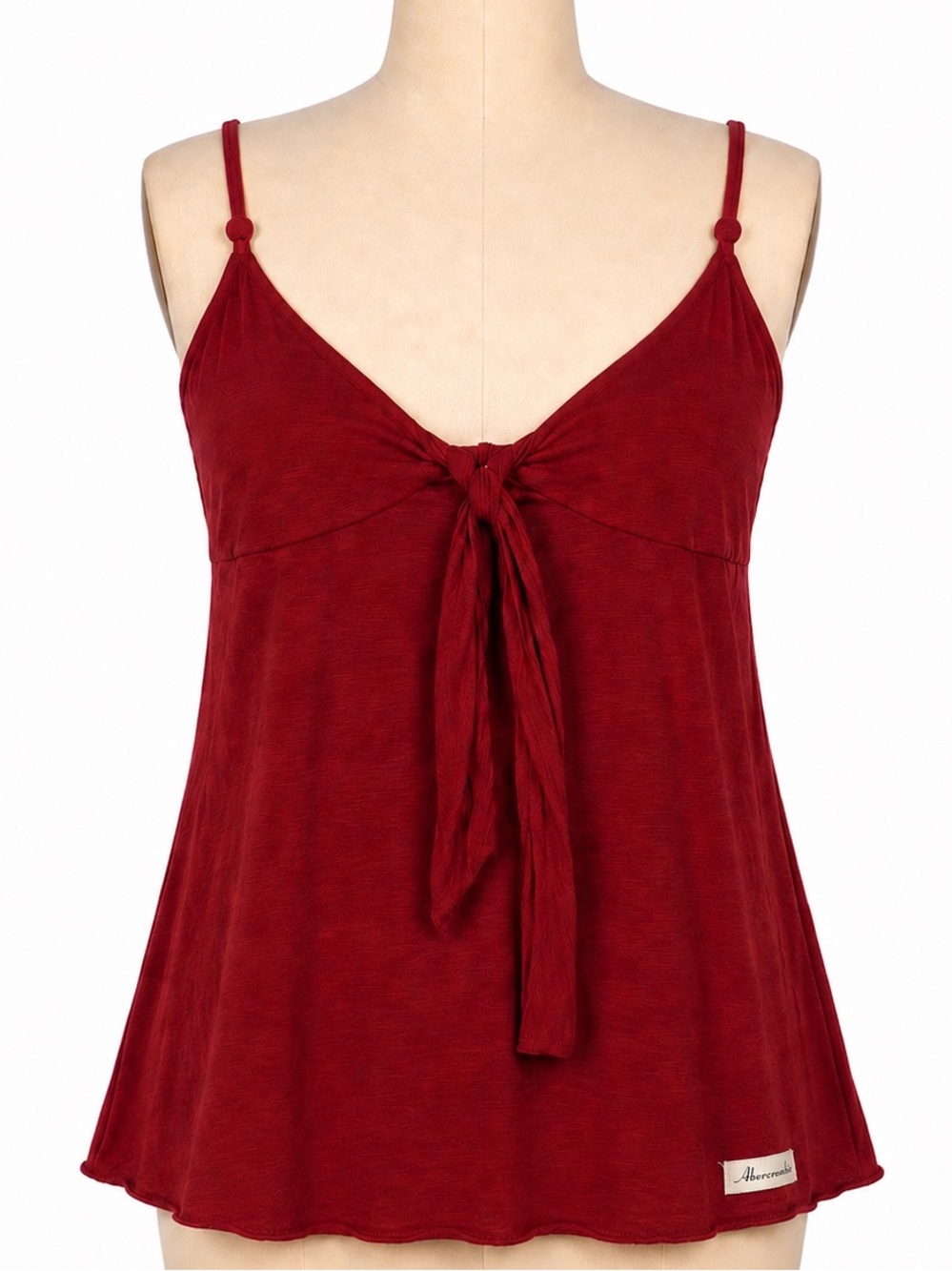 Vintage Y2K Abercrombie & Fitch Silk Blend Tie Front Cami Top Red S or XS